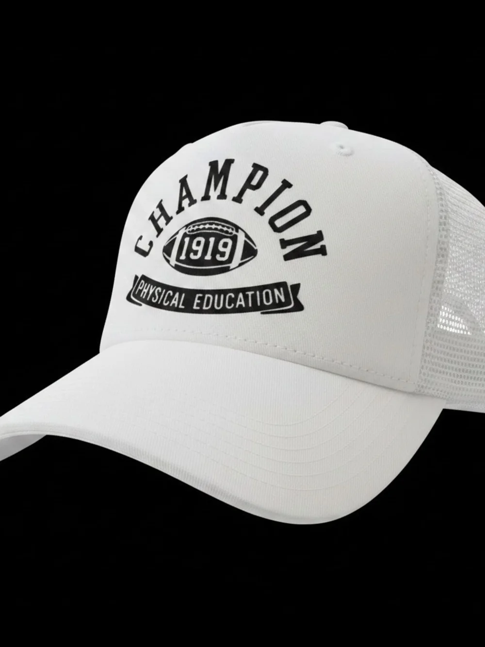 Champion White 'Physical Education' Mesh-Back Trucker Hat